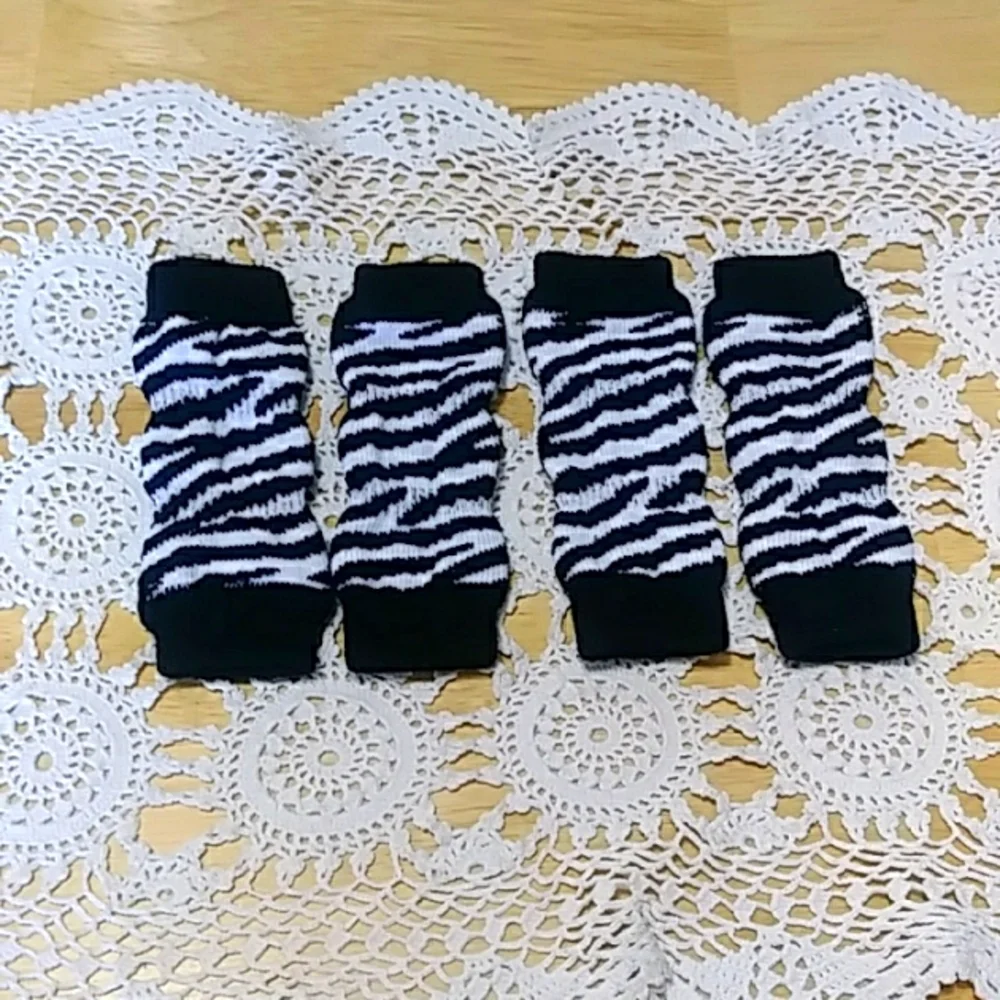 Zebra Striped Knit Leg Warmers , scrunch style